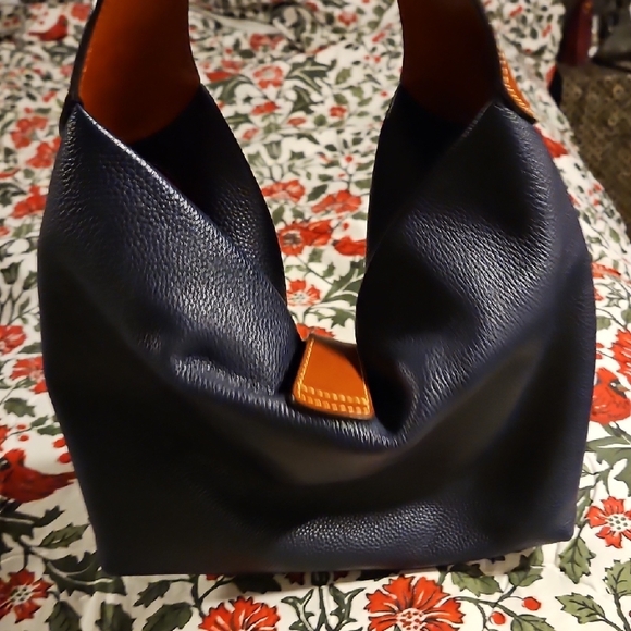Dooney & Bourke Navy and Tan Hobo Bag - Picture 4 of 11